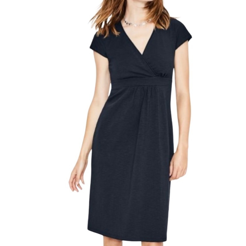 BODEN Casual Surplice Dress Sz 8 Black